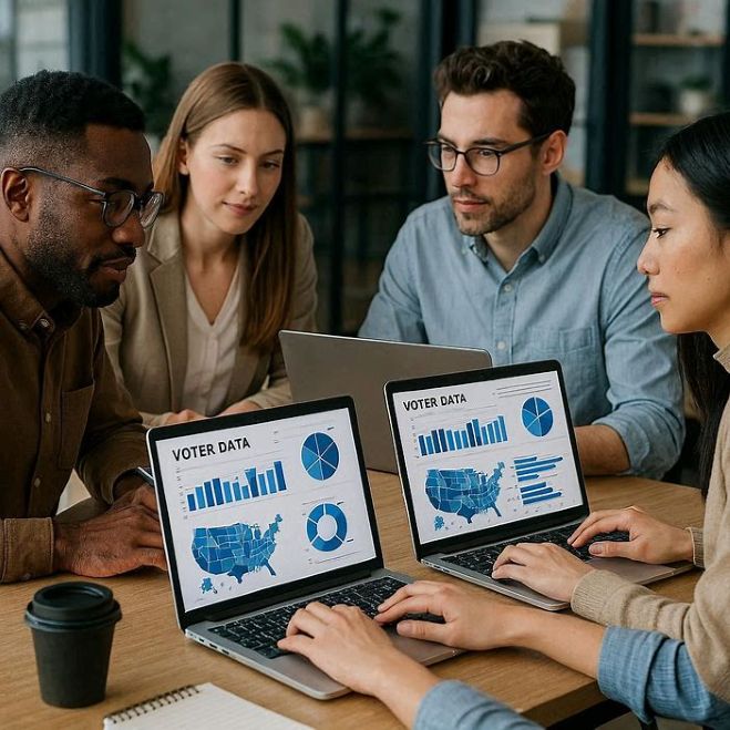 digital marketers analyzing voter data